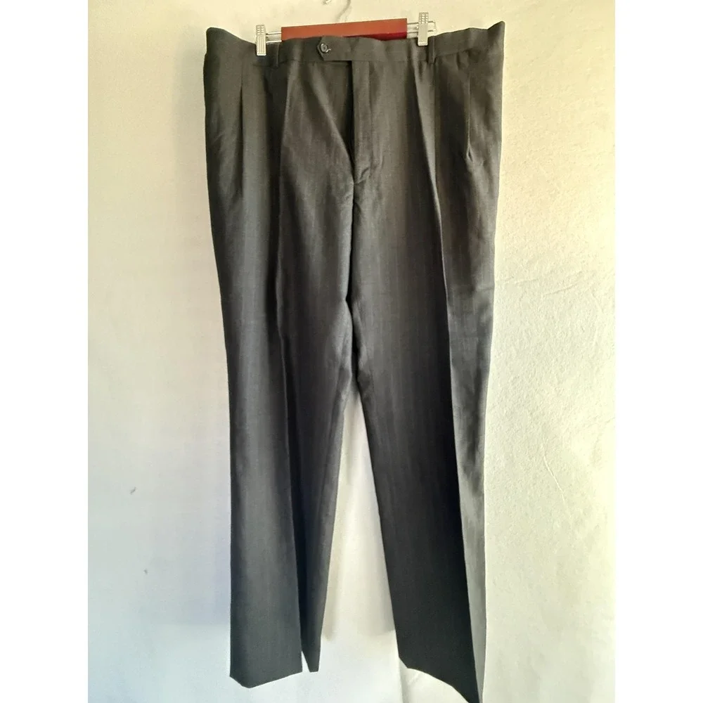 Stafford Suit Mens 48L 44x34 Gray Wool Pinstripe 2 Piece Jacket‎ Pants Classic